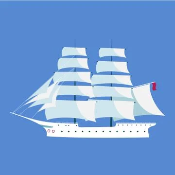 White sailing ship Stock Illustration
