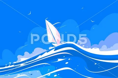 White sailing yacht Stock Illustration