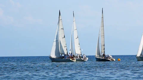 White sails. Yachts in the sea. Stock Footage 38017656