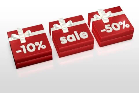 White sales on red gift boxes Illustrazione stock