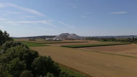 White Salt Mountain Revealed Beyond Treetops Aerial Vídeo Stock 342859820
