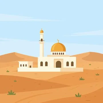 White Sanctuary Floating Across Amber Sands Flat Design Ilustración de archivo