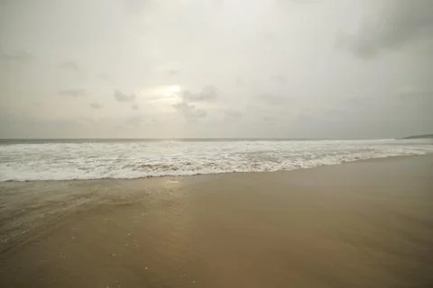 White sand and big waves on the beach at Ujung Genteng Sukabumi Indonesia Stock Photos