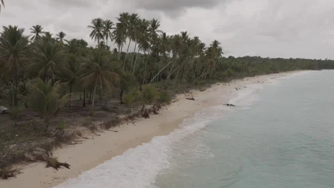 White Sand and Blue Ocean Aerial Footage of Mandel Beach I D Log M LOG Format Stock Footage 317381485