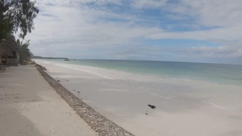 White sand beach and azure sea on sunny day Stock Footage 122505372