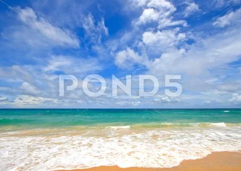White sand beach and ripplr in summer at phuket thailand Stock Photos
