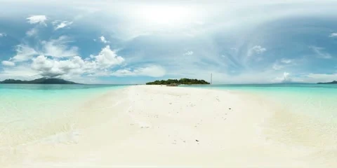 White sand beach in Camiguin, Philippines. Mantigue Island. Virtual Reality 360. Stock Footage 267281883