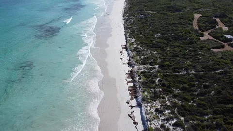 White Sand Beach at Cape Le Grand National Park, Drone View Stockbeeldmateriaal 337470024