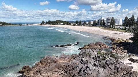 White Sand Beach City Backdrop Mount Maunganui New Zealand Aerial 4k Stock Footage 265887258