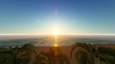 White sand beach vacation with blue sky Stock Footage 107273680
