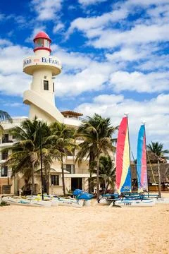 White sand beaches of Playa Del Carmen, Quintana Roo Mexico Stock Photos