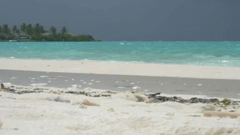 White sand on the coast of Maldives 库存影片 89961702