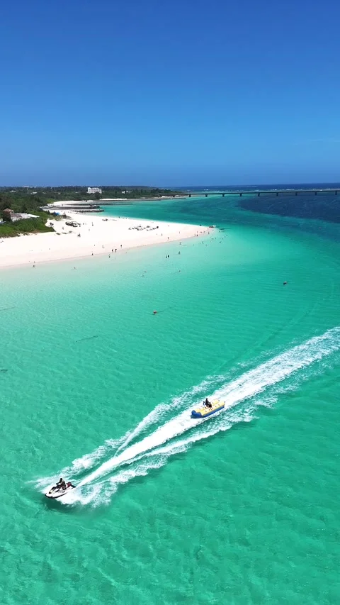 White Sand &amp; Emerald Ocean – Yonaha Maehama Beach Drone Video Stock Footage 315372852