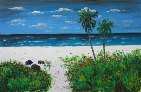 White sand path to ocean Stock Photos