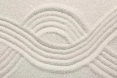 White sand with pattern as background, top view. Zen concept Stock Photos