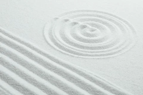 White sand with pattern. Zen and harmony Stock Photos