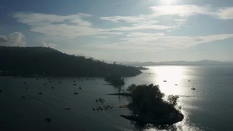 White sandy beach and crystal clear blue water of Pantai Kok, Langkawi island Stock Footage 124480199