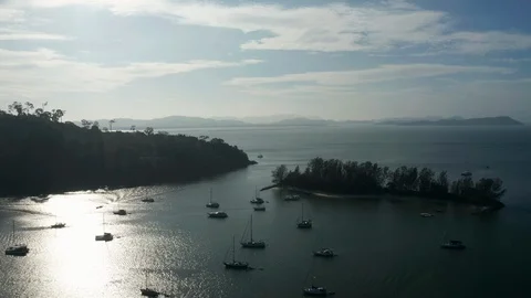 White sandy beach and crystal clear blue water of Pantai Kok, Langkawi island Stock Footage 124482379