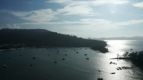 White sandy beach and crystal clear blue water of Pantai Kok, Langkawi island Stock Footage 124505859
