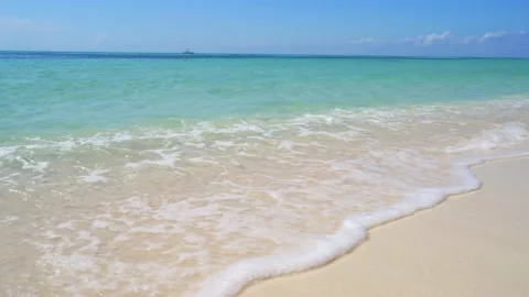 White Sandy Beach with Crystal Clear Turquoise Sea Water Stock Footage 171252777