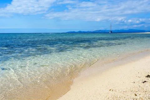 White sandy beach on a small Pacific Island Stock Photos