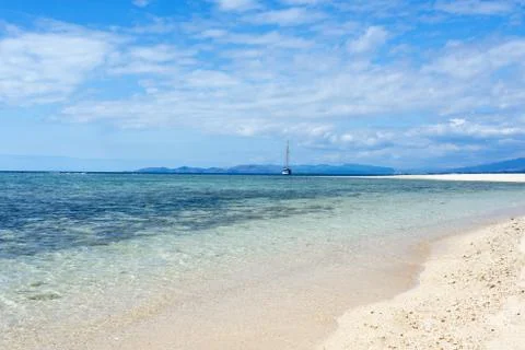 White sandy beach on a small Pacific Island Stock Photos