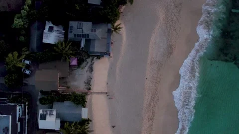 White Sandy Beach at Sunset in Hawaii Stock Footage 195065853