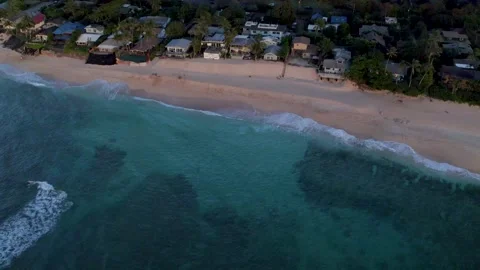White Sandy Beach at Sunset in Hawaii Stock Footage 195065882