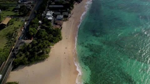 White Sandy Beach with Turquoise Blue Water in Hawaii Stock Footage 195065646