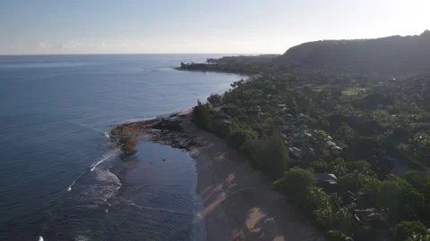 White Sandy Beach with Turquoise Blue Water in Hawaii Stock Footage 195065801