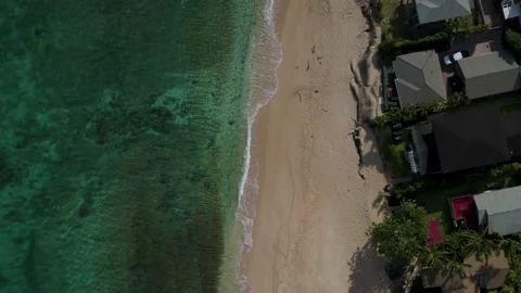 White Sandy Beach with Turquoise Blue Water in Hawaii Stock Footage 195066165