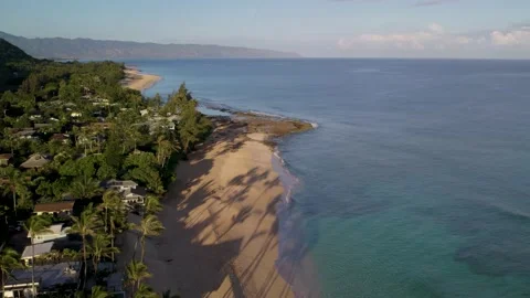 White Sandy Beach with Turquoise Blue Water in Hawaii Stock Footage 195066502