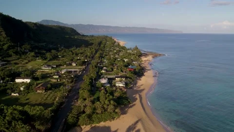 White Sandy Beach with Turquoise Blue Water in Hawaii Stock Footage 195067673