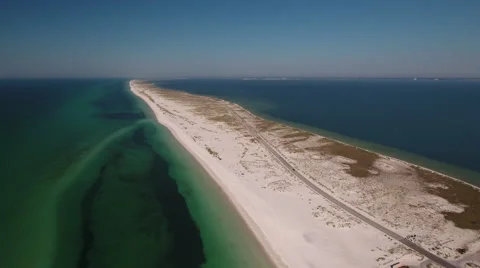 White Sandy Beaches along a barrier island Stock Footage 67673545