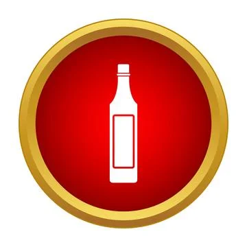 White sauce bottle icon on red background Stock Illustration