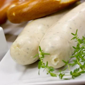 White sausages Stock Photos