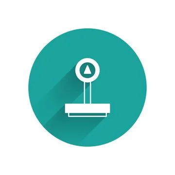 White Scale icon isolated with long shadow background. Logistic and delivery Illustrazione stock