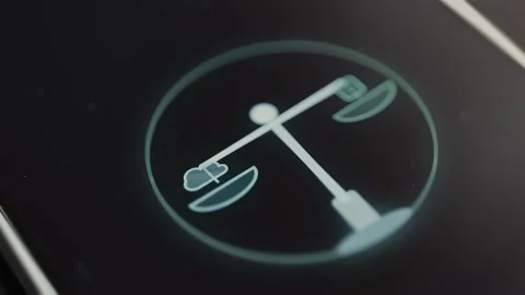 White scale inside a circular frame compares a cloud icon Stock Footage 343374866