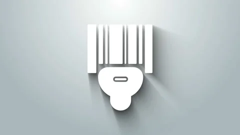 White Scanner scanning bar code icon isolated on grey background. Barcode label Stock Footage 145671610