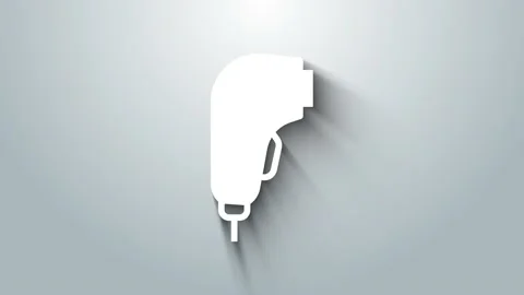 White Scanner scanning bar code icon isolated on grey background. Barcode label Stock-Footage 156373892