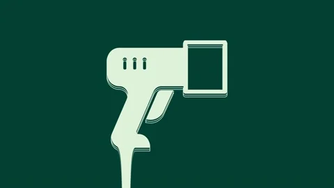 White Scanner scanning bar code icon isolated on green background. Barcode label Stock-Footage 236011827