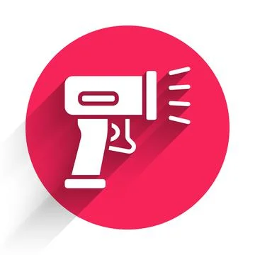 White Scanner scanning bar code icon isolated with long shadow. Barcode label Stock-Illustration