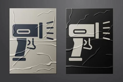 White Scanner scanning bar code icon isolated on crumpled paper background Stock Illustration