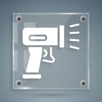 White Scanner scanning bar code icon isolated on grey background. Barcode label Stock-Illustration