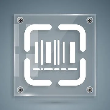 White Scanner scanning bar code icon isolated on grey background. Barcode label Stockillustratie