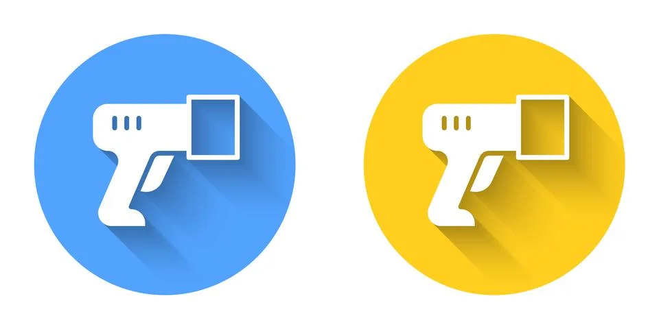 White Scanner scanning bar code icon isolated with long shadow background Illustrazione stock