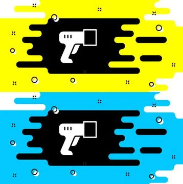 White Scanner scanning bar code icon isolated on black background. Barcode label Stock-Illustration