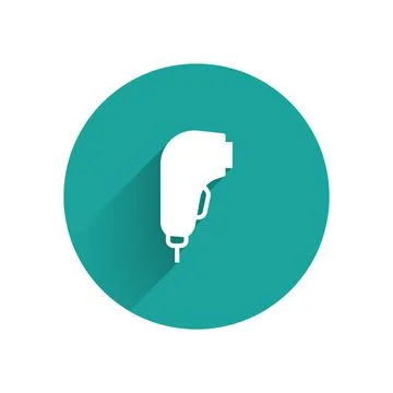 White Scanner scanning bar code icon isolated with long shadow background Stock-Illustration