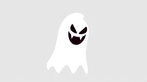 White Scary Ghost Animation with Transparent Background. Creepy ghost moving  Video stock 325497553