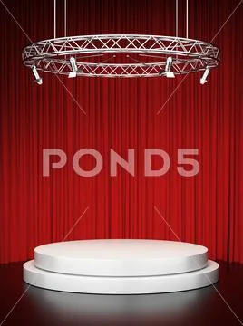 White scene and red curtains Stock Illustration